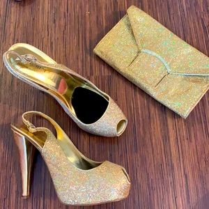 Nine West platform heels and matching clutch